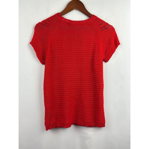 Women’s Fever Size Small Red Knit Short Sleeve Shirt - Picture 4 of 6
